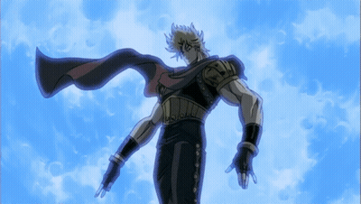 Cartoon Character With Arms Outstretched In Blue Sky GIF