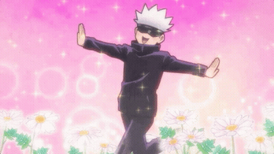 Cartoon Character With Arms Outstretched In Daisy Field GIF