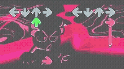 Cartoon Character With Arrows Pointing Up And Down On Pink Background GIF