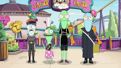 Cartoon Character With Backpack On Sidewalk GIF