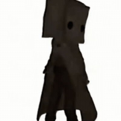 Cartoon Character With Bag On Head Standing GIF
