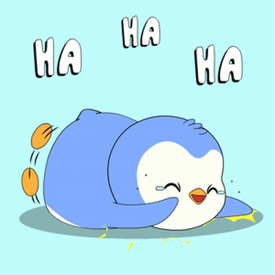 Cartoon Character With Balloons And Ha Sign GIF