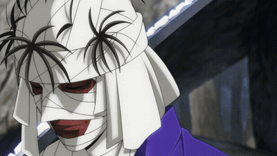 Cartoon Character With Bandaged Face And Sword GIF