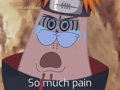 Cartoon Character With Bandana Saying So Much Pain GIF