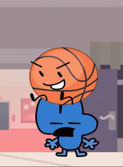 Cartoon Character With Basketball On Another's Head GIF