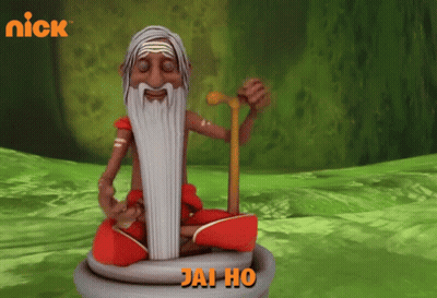 Cartoon Character With Beard And Cane Says Jai Ho GIF