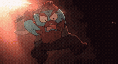 Cartoon Character With Beard Holding Axe GIF