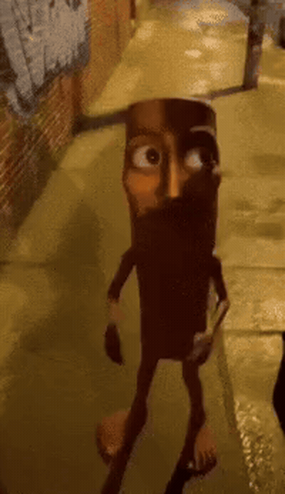 Cartoon Character With Beard Walking Down Street GIF