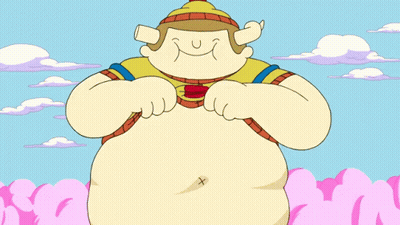 Cartoon Character With Big Belly And X GIF