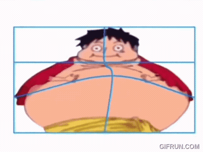 Cartoon Character With Big Belly Being Measured With Grid GIF