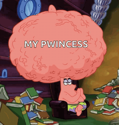 Cartoon Character With Big Brain Saying My Pwincess GIF