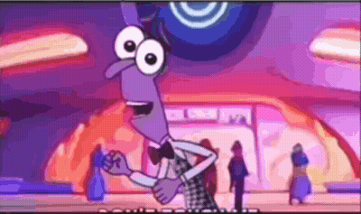 Cartoon Character With Big Eyes And Bow Tie Smiling GIF