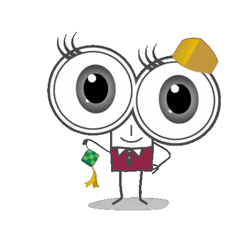 Cartoon Character With Big Eyes And Hat Sticker