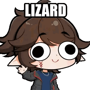 Cartoon Character With Big Eyes And Lizard Sticker