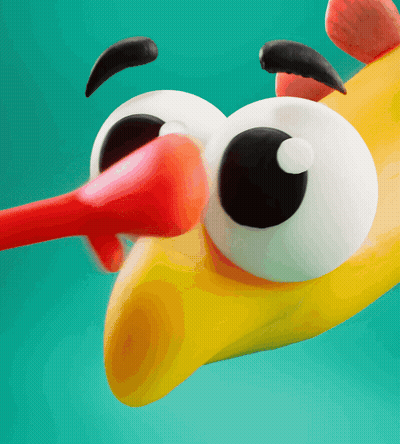 Cartoon Character With Big Eyes And Red Beak GIF