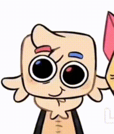 Cartoon Character With Big Eyes And Red Blue Eyebrow GIF