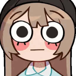 Cartoon Character With Big Eyes And Red Cheeks Sticker