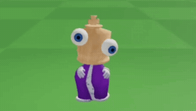 Cartoon Character With Big Eyes On Green GIF