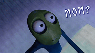 Cartoon Character With Big Eyes Saying Mom GIF