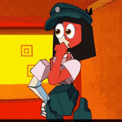 Cartoon Character With Big Eyes Wearing Hat And Tie GIF