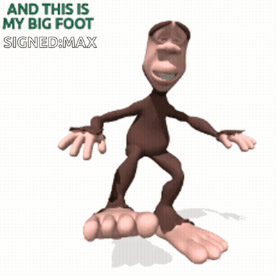 Cartoon Character With Big Foot Signed Max GIF