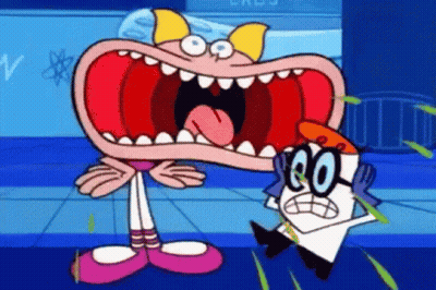 Cartoon Character With Big Mouth Next To Dexter GIF