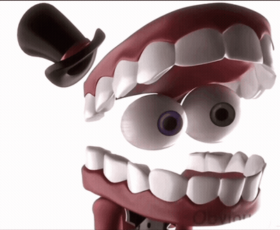 Cartoon Character With Big Teeth And Top Hat GIF