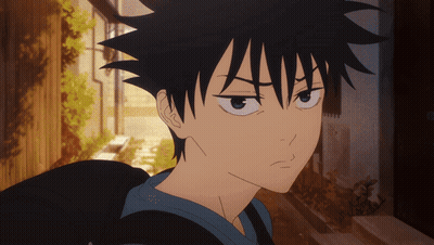 Cartoon Character With Black Hair And Blue Shirt GIF
