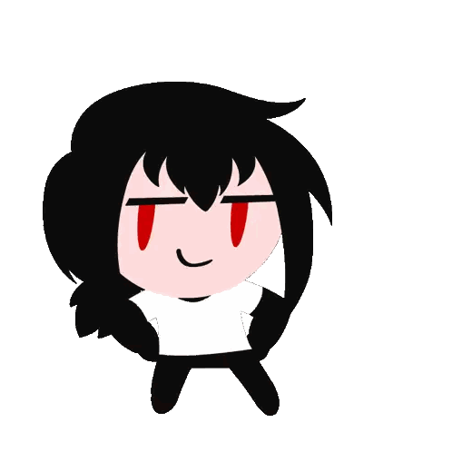 Cartoon Character With Black Hair And Red Eyes Sticker