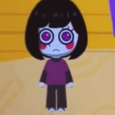 Cartoon Character With Black Hair And Red Eyes GIF