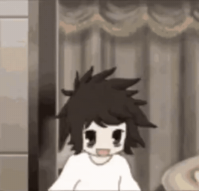 Cartoon Character With Black Hair Standing By Window GIF
