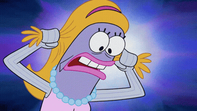 Cartoon Character With Blonde Hair And Blue Necklace GIF
