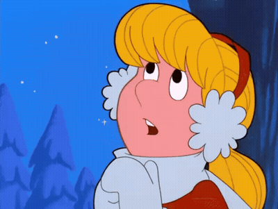 Cartoon Character With Blonde Hair And White Ear Flaps GIF