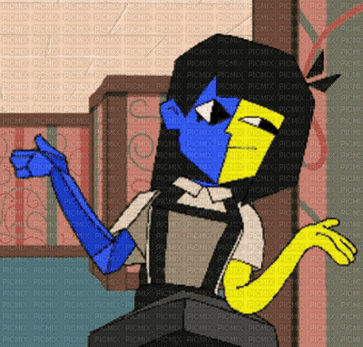 Cartoon Character With Blue And Yellow Arms Giving Thumbs Up GIF