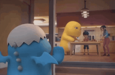 Cartoon Character With Blue Egg On Head GIF