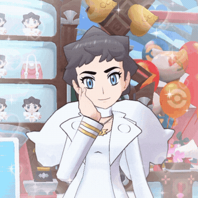 Cartoon Character With Blue Eyes And White Coat In Front Of Toys GIF
