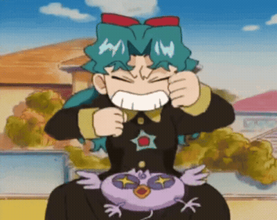 Cartoon Character With Blue Hair And Bow GIF
