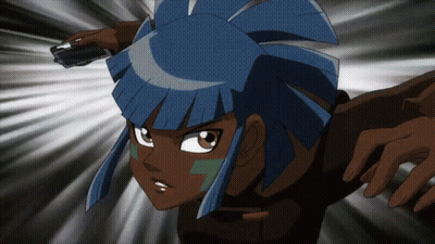 Cartoon Character With Blue Hair And Brown Skin GIF