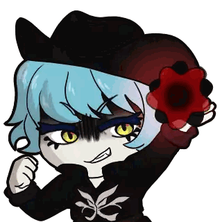 Cartoon Character With Blue Hair And Cowboy Hat Sticker