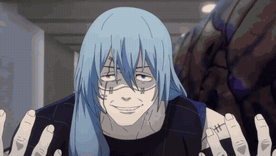 Cartoon Character With Blue Hair And Face Tattoo GIF