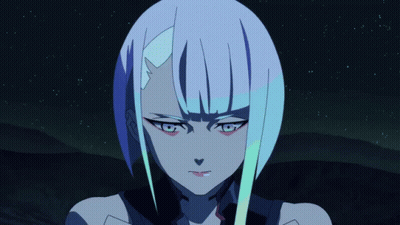 Cartoon Character With Blue Hair And Green Eyes GIF