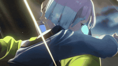 Cartoon Character With Blue Hair And Green Jacket GIF