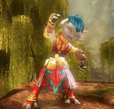 Cartoon Character With Blue Hair And Horns GIF