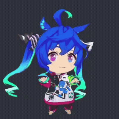 Cartoon Character With Blue Hair And Purple Eyes GIF