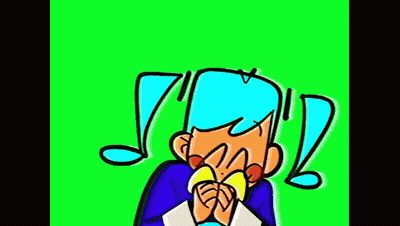 Cartoon Character With Blue Hair And Yellow Bow Tie GIF
