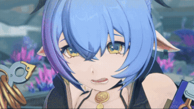 Cartoon Character With Blue Hair And Yellow Eyes GIF