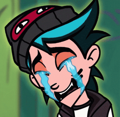 Cartoon Character With Blue Hair Crying Eyes Closed GIF