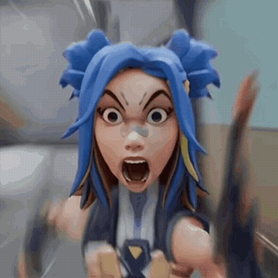 Cartoon Character With Blue Hair Making Funny Face GIF