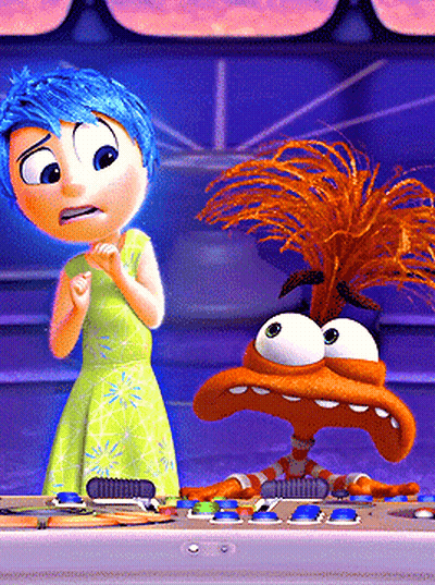 Cartoon Character With Blue Hair Next To Orange Monster GIF