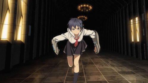 Cartoon Character With Blue Hair Pointing Up GIF
